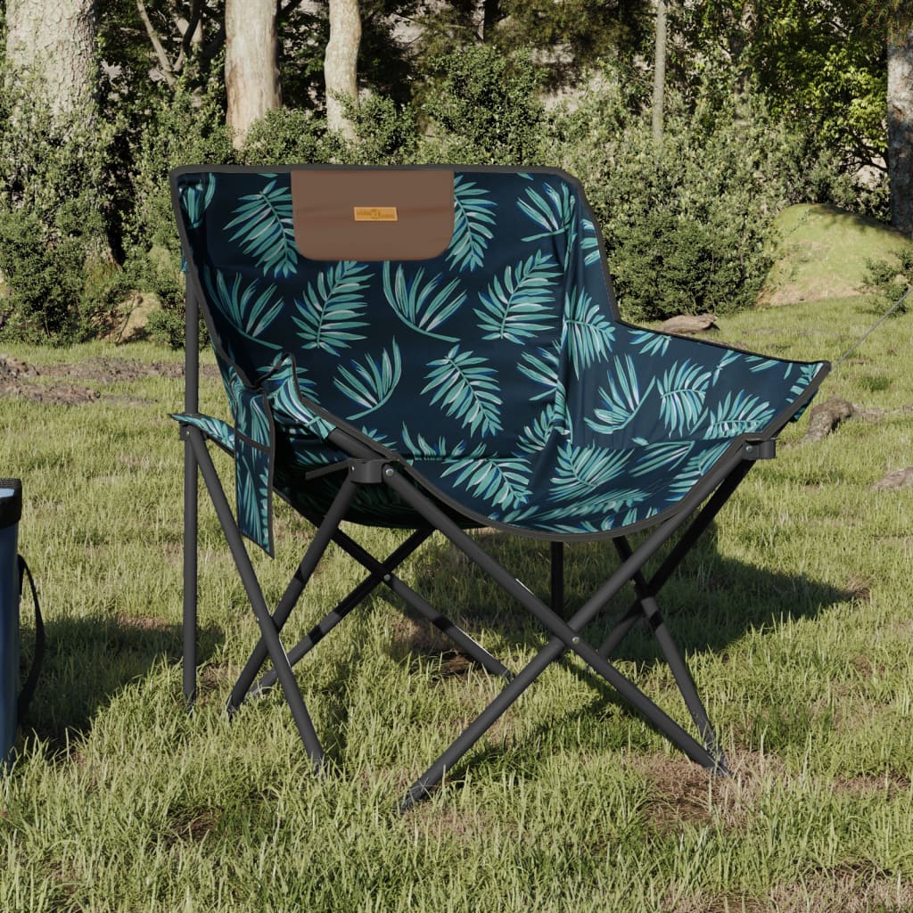 Camping Chairs with Pocket Foldable 2 pcs Leave Print